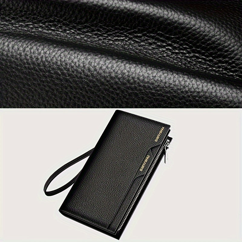Portefeuille homme long en cuir grainé pour papiers auto