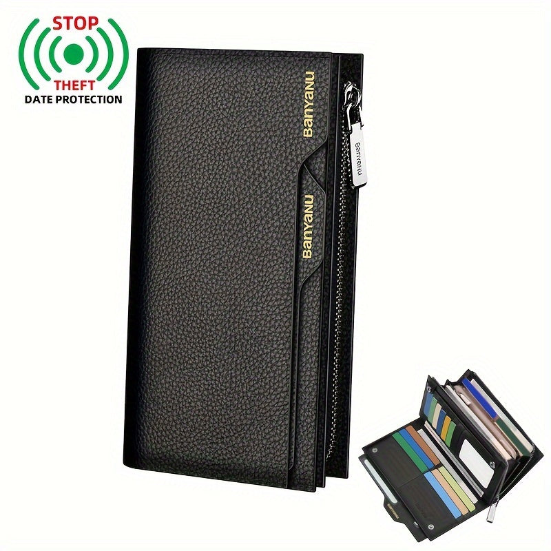 Portefeuille homme long en cuir grainé pour papiers auto
