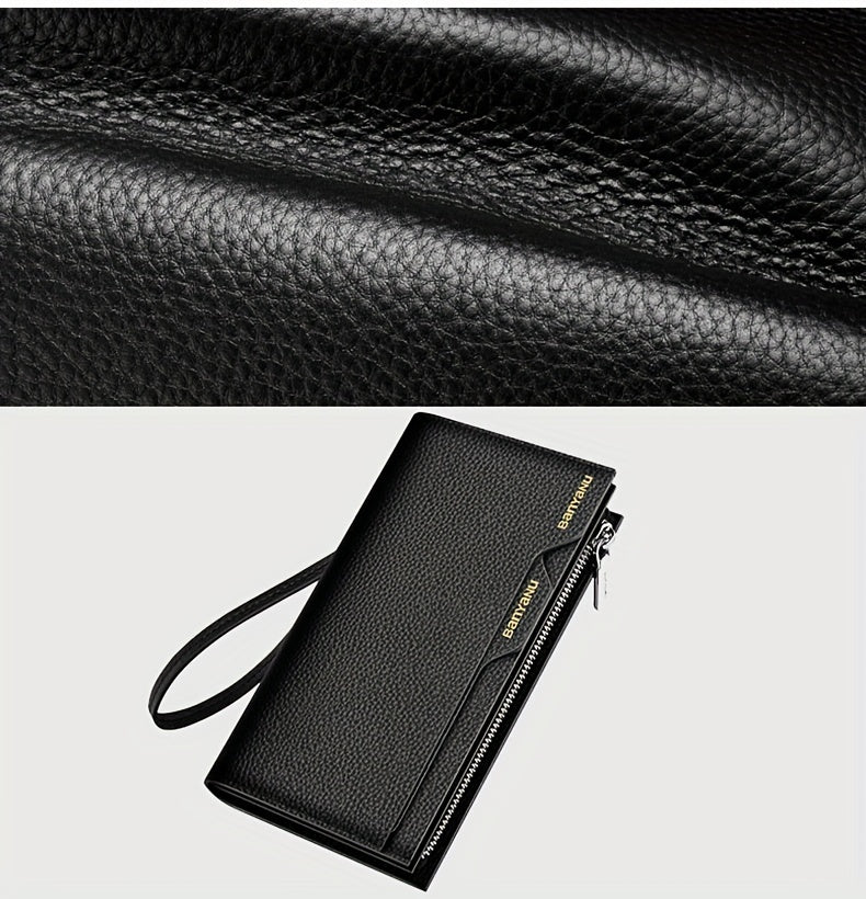 Portefeuille homme long en cuir grainé pour papiers auto