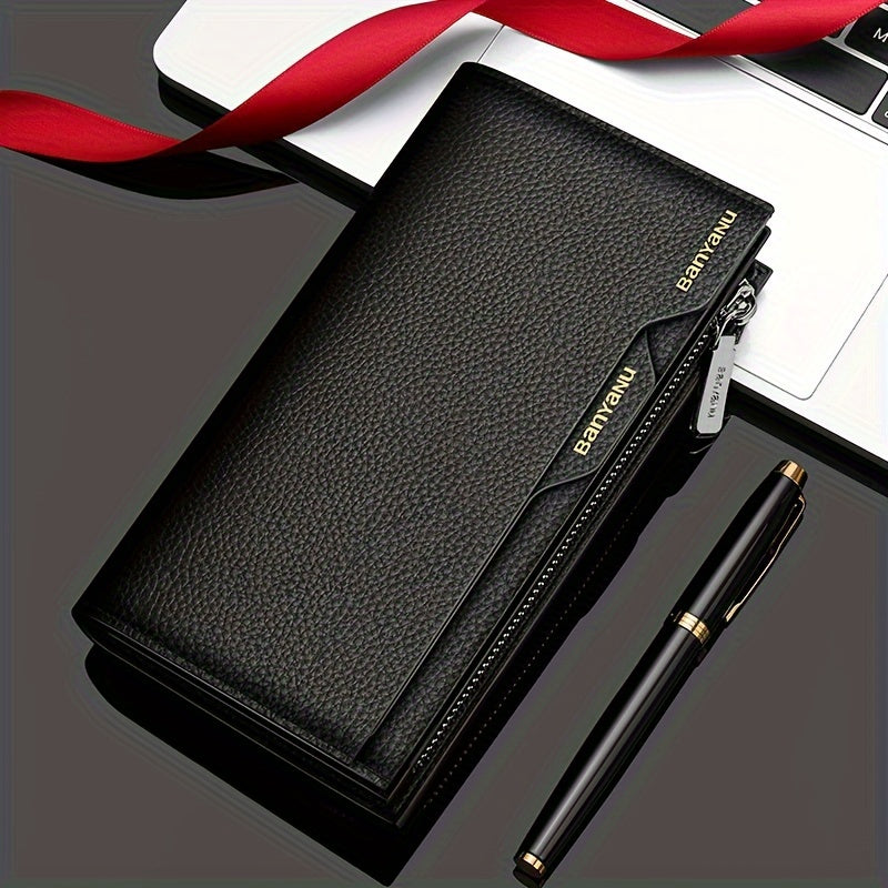 Portefeuille homme long cuir, poche zippée et 6 finitions