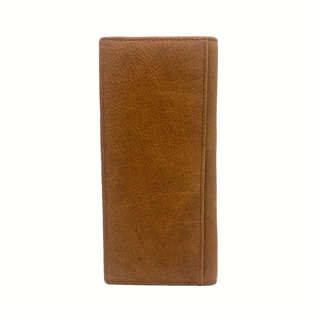 Portefeuille homme long en cuir repoussé floral, style western