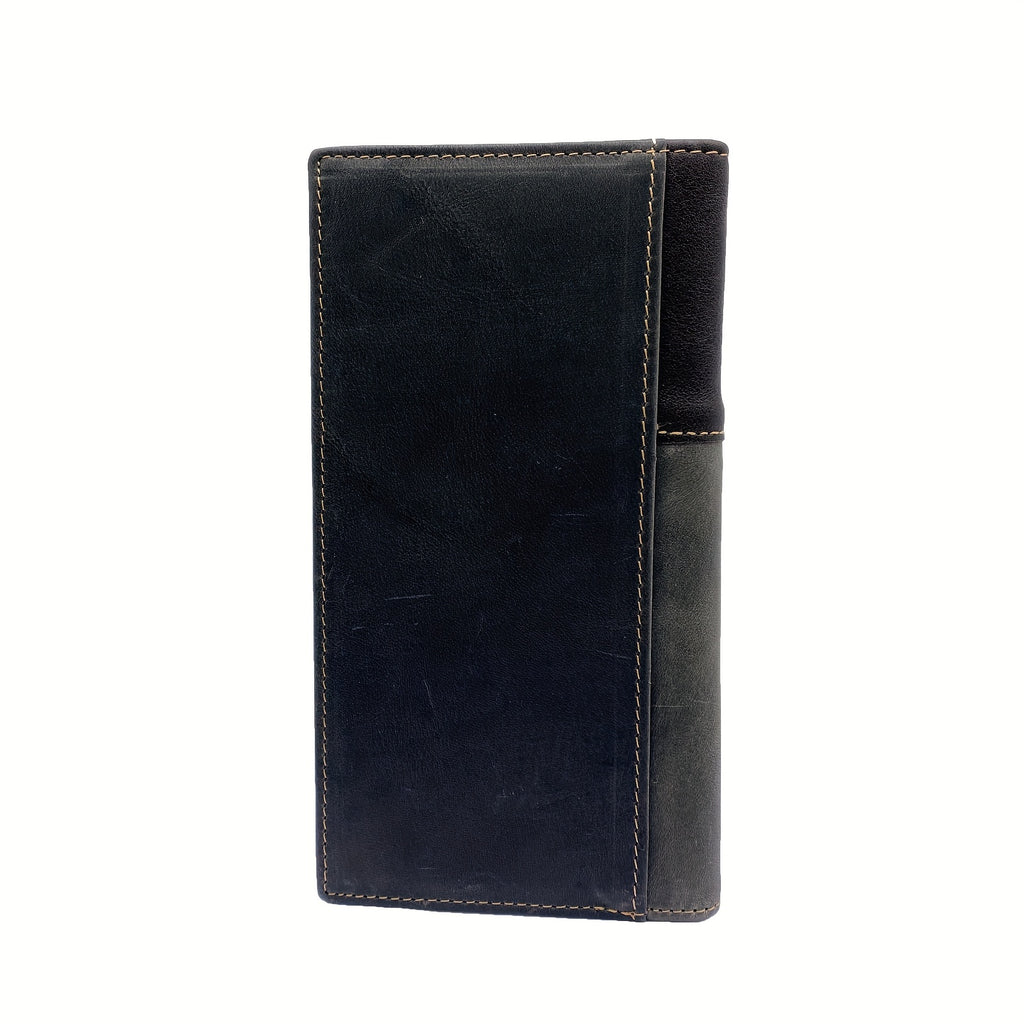 Portefeuille homme long en cuir repoussé floral, style western