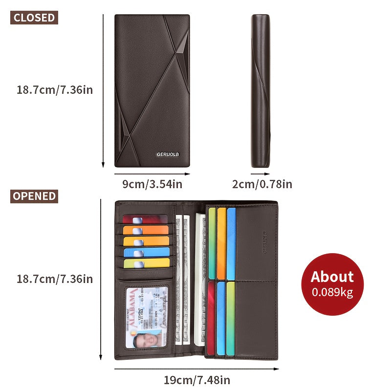 Portefeuille homme long cuir de vachette, 11 cartes et RFID