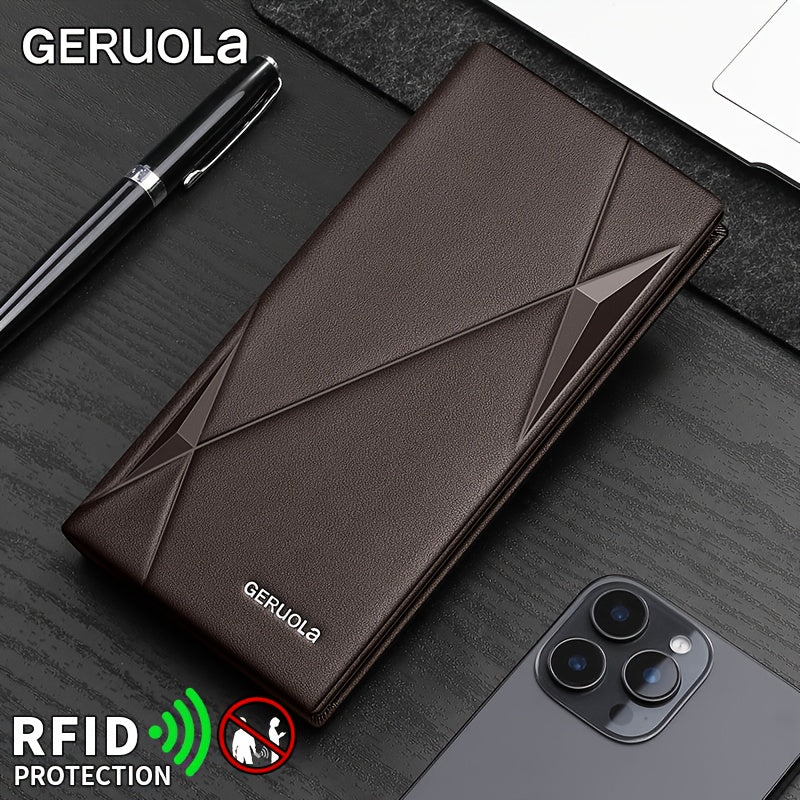Portefeuille homme long cuir de vachette, 11 cartes et RFID