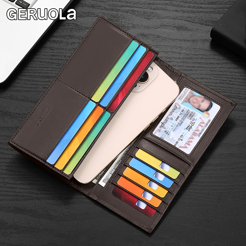 Portefeuille homme long cuir de vachette, 11 cartes et RFID