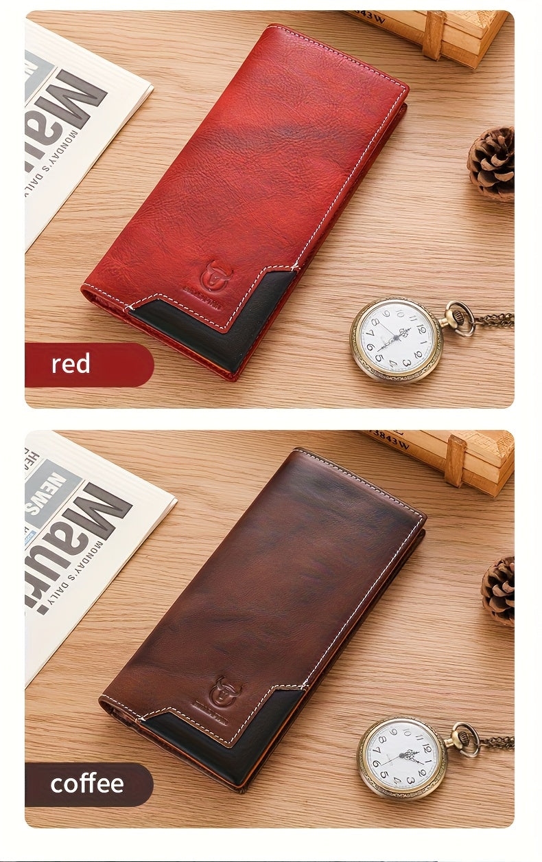 Portefeuille homme long cuir de vachette, 10 fentes cartes