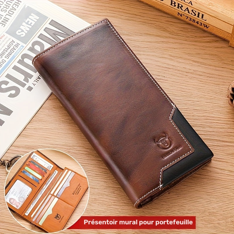 Portefeuille homme long cuir de vachette, 10 fentes cartes