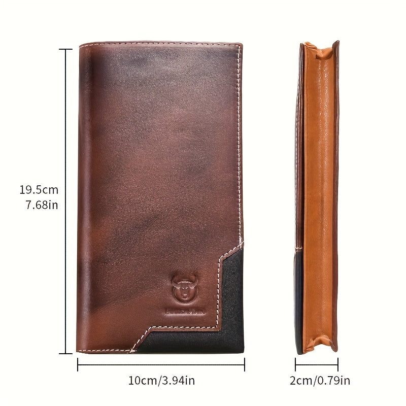 Portefeuille homme long cuir de vachette, 10 fentes cartes