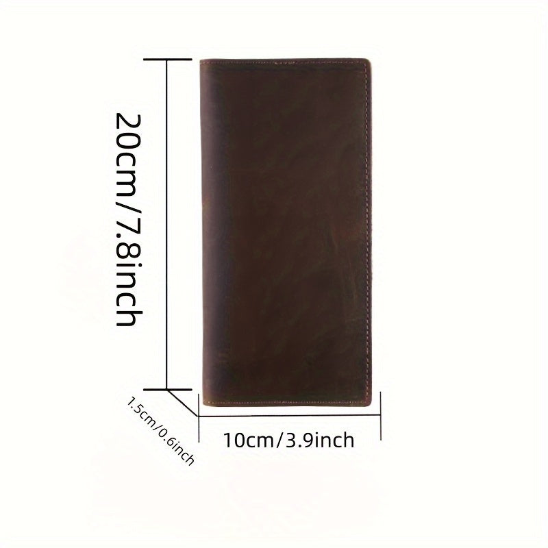 Portefeuille homme long en cuir de vachette, marron foncé