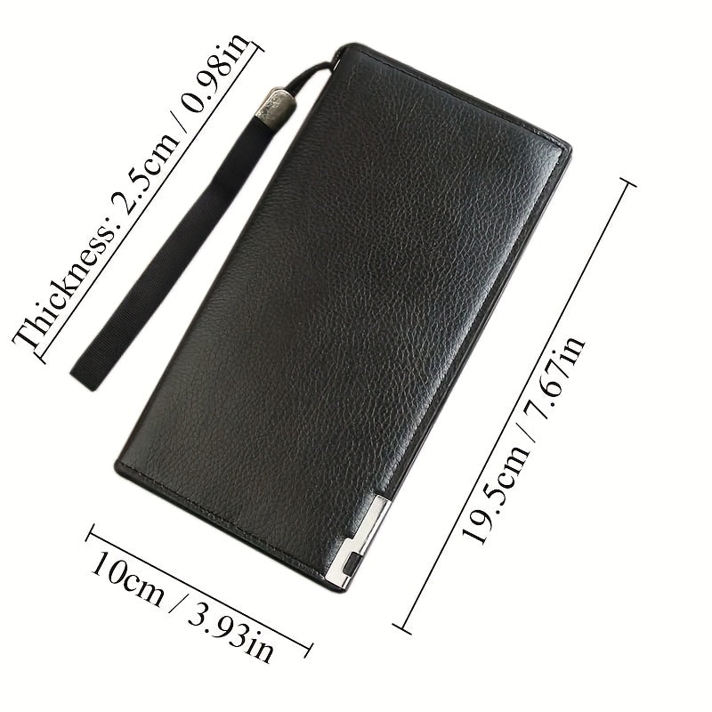 Portefeuille homme long à dragonne, 8 emplacements cartes