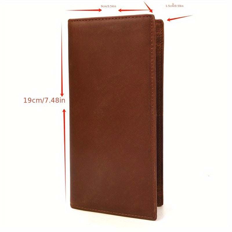 Portefeuille homme long extra plat en cuir de vachette huilé