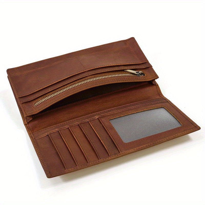 Portefeuille homme long extra plat en cuir de vachette huilé