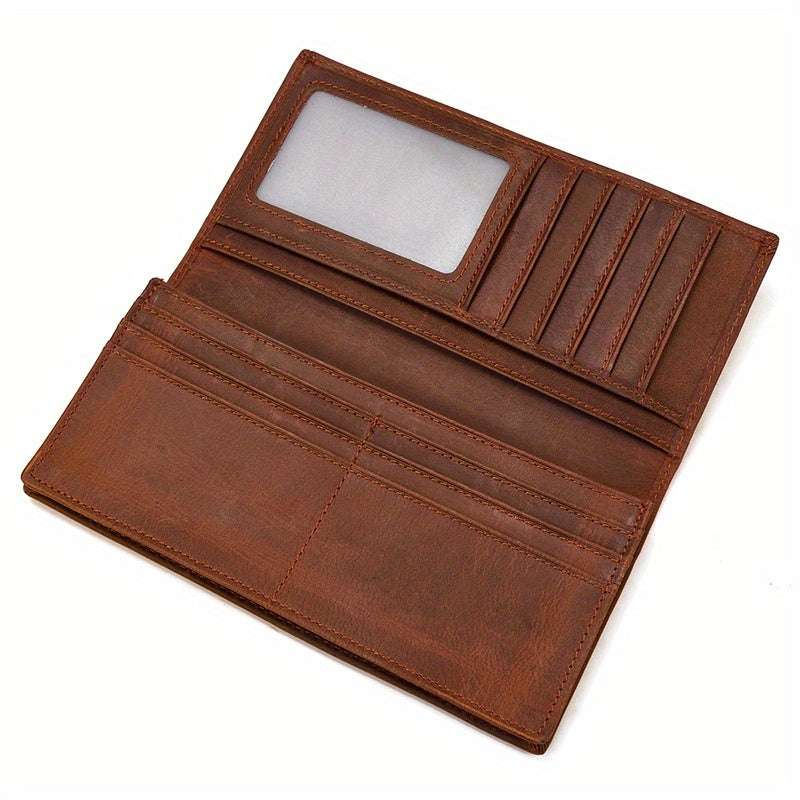 Portefeuille homme long extra plat en cuir de vachette huilé