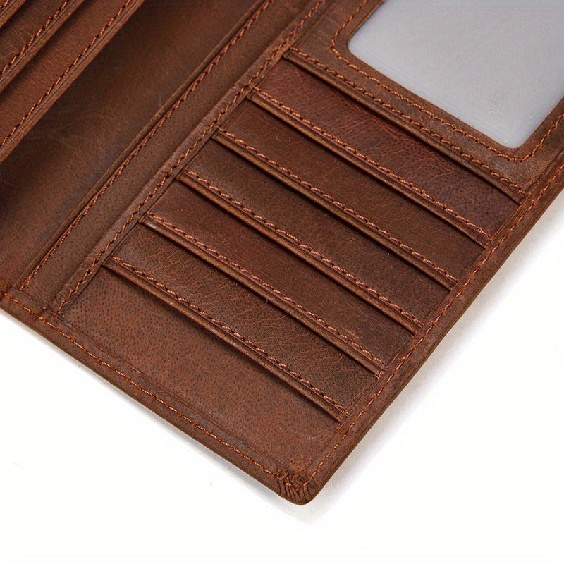 Portefeuille homme long extra plat en cuir de vachette huilé