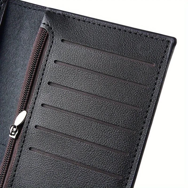 Portefeuille homme long en PU slim avec grande capacité et multiples emplacements cartes — photo 2