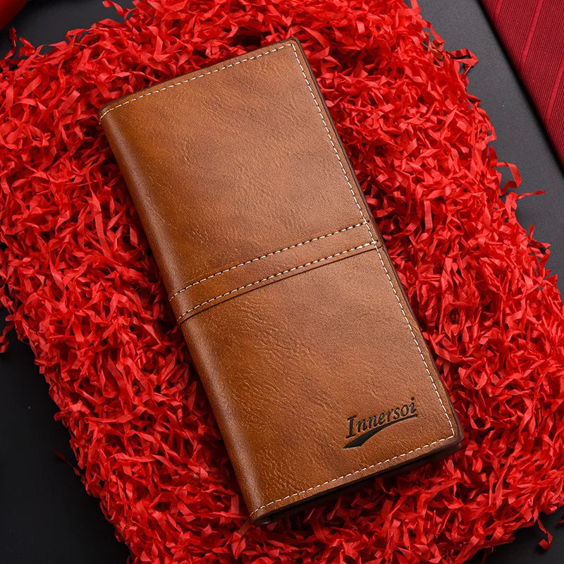 Portefeuille homme long en PU slim avec grande capacité et multiples emplacements cartes — photo 7