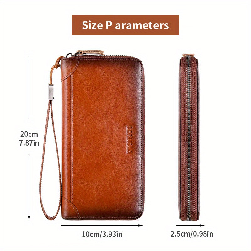 Portefeuille homme long zippé, 14 emplacements pour cartes