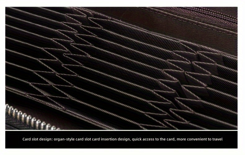 Portefeuille homme long zippé noir, 27 fentes cartes accordéon