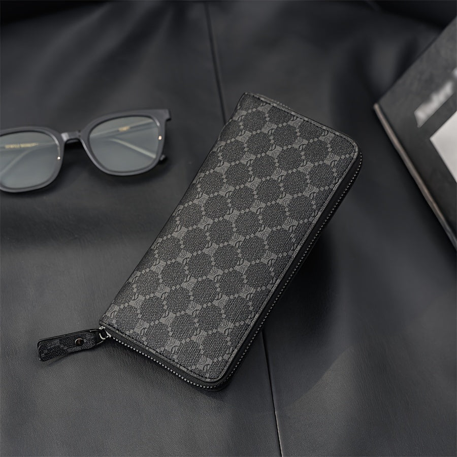 Portefeuille homme long zippé, poche téléphone de 20 cm