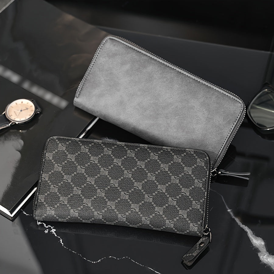 Portefeuille homme long zippé, poche téléphone de 20 cm