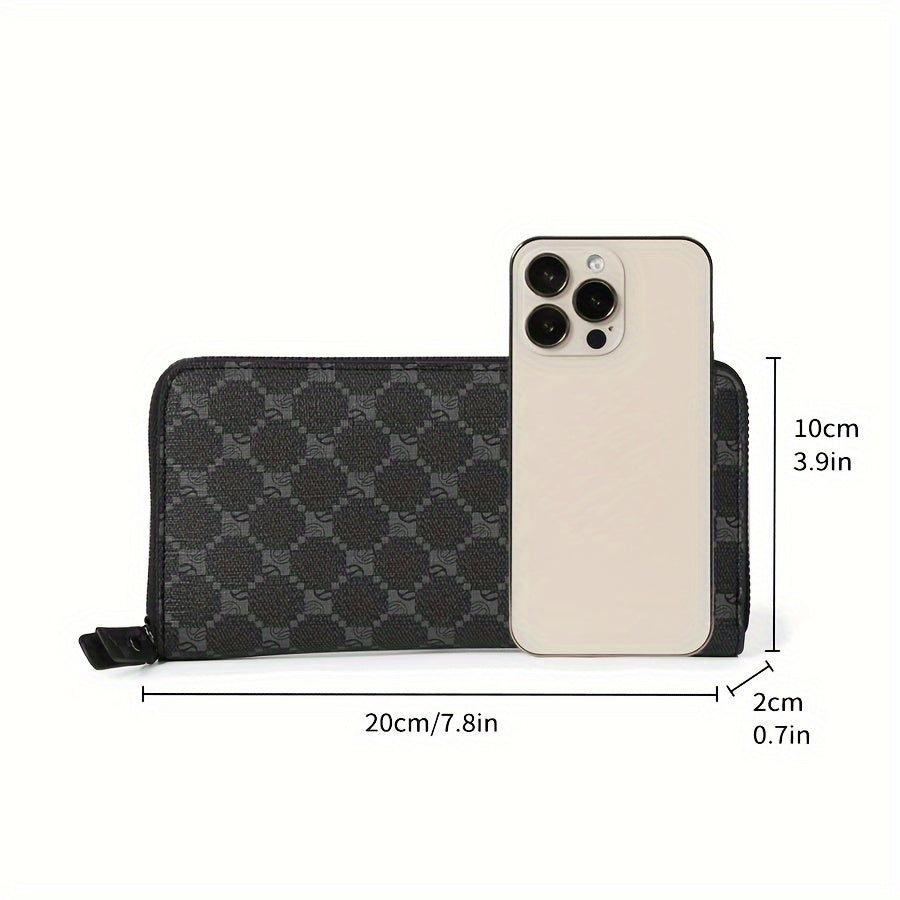 Portefeuille homme long zippé, poche téléphone de 20 cm