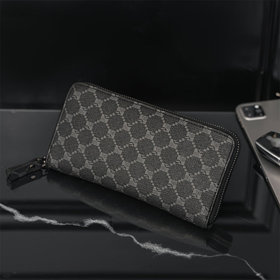 Portefeuille homme long zippé, poche téléphone de 20 cm