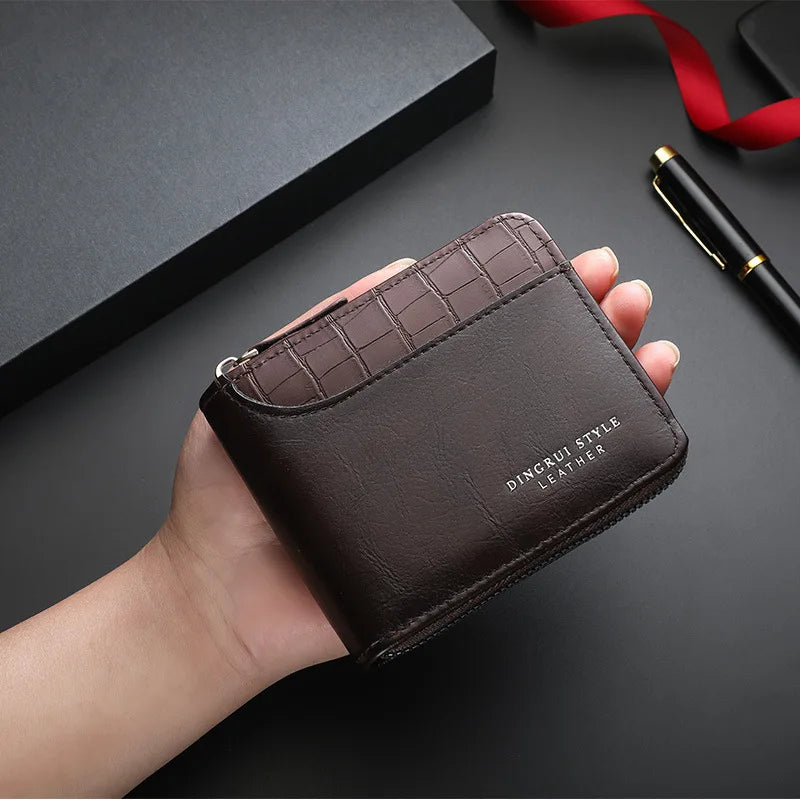 Portefeuille homme luxe en cuir avec protection RFID et poche monnaie zippée — photo 1