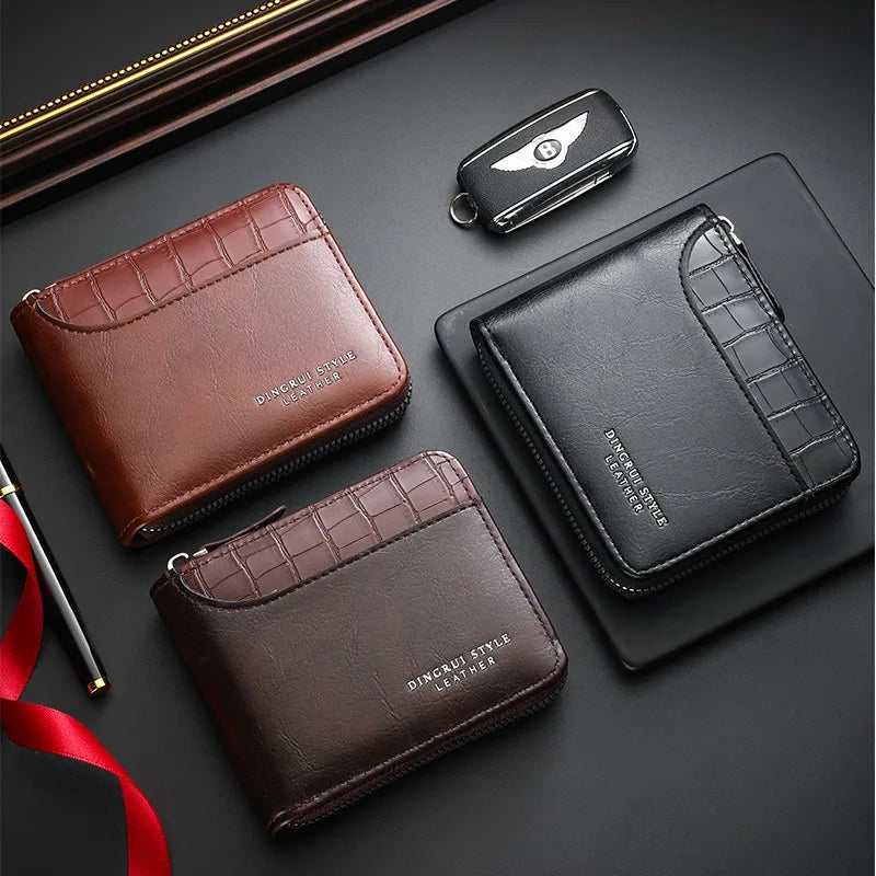 Portefeuille homme luxe en cuir avec protection RFID et poche monnaie zippée — photo 3