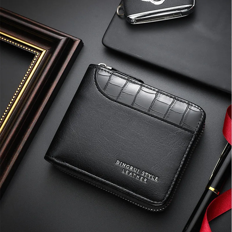 Portefeuille homme luxe en cuir avec protection RFID et poche monnaie zippée — photo 5