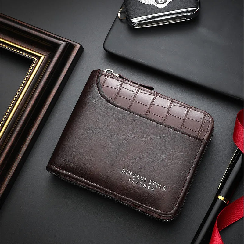 Portefeuille homme luxe en cuir avec protection RFID et poche monnaie zippée — photo 6 Image