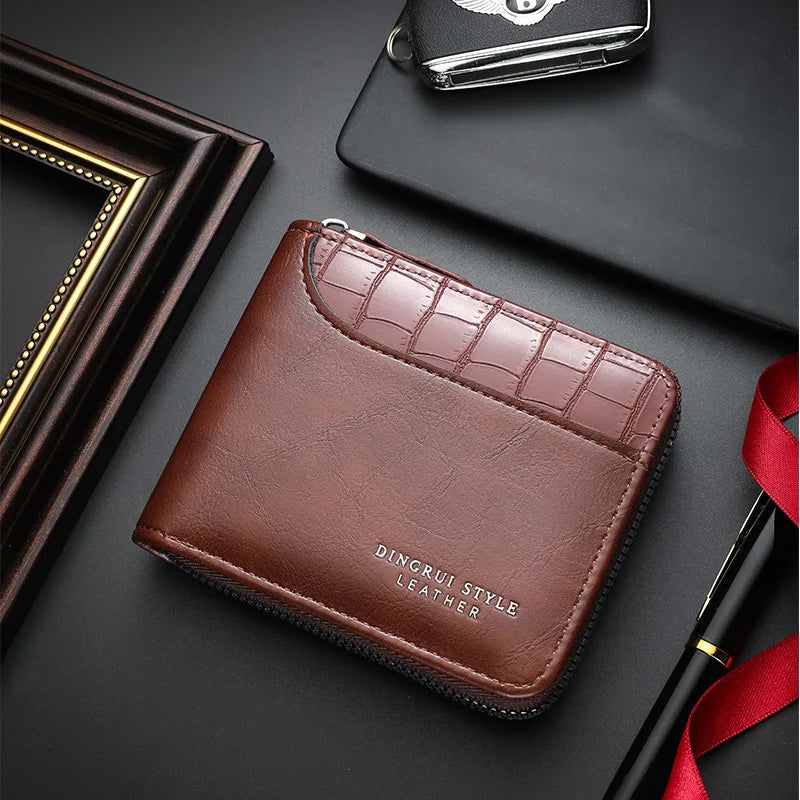 Portefeuille homme luxe en cuir avec protection RFID et poche monnaie zippée — photo 7