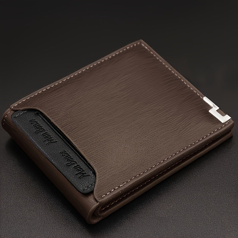 Portefeuille homme marron foncé porte-cartes amovible gravé