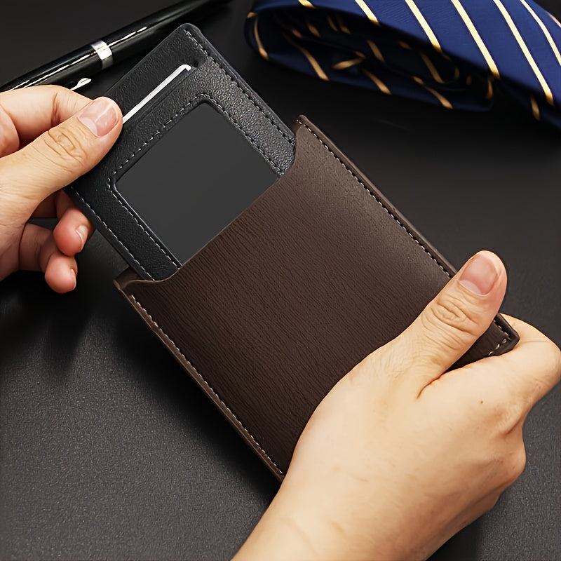Portefeuille homme marron foncé porte-cartes amovible gravé