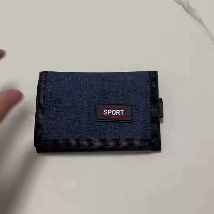 Portefeuille homme 3 volets en nylon, chaîne et mousqueton