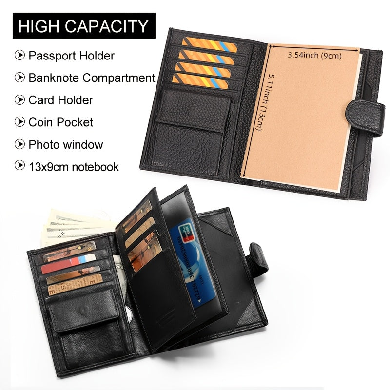 Portefeuille homme passeport et cartes, cuir de vachette