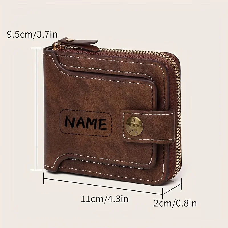 Portefeuille homme personnalisé en PU avec zip, porte-cartes compact et poche monnaie — photo 4 Image