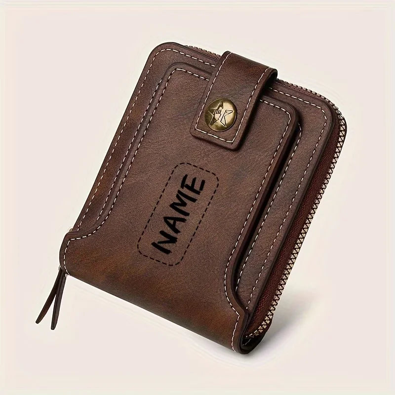 Portefeuille homme personnalisé en PU avec zip, porte-cartes compact et poche monnaie — photo 5