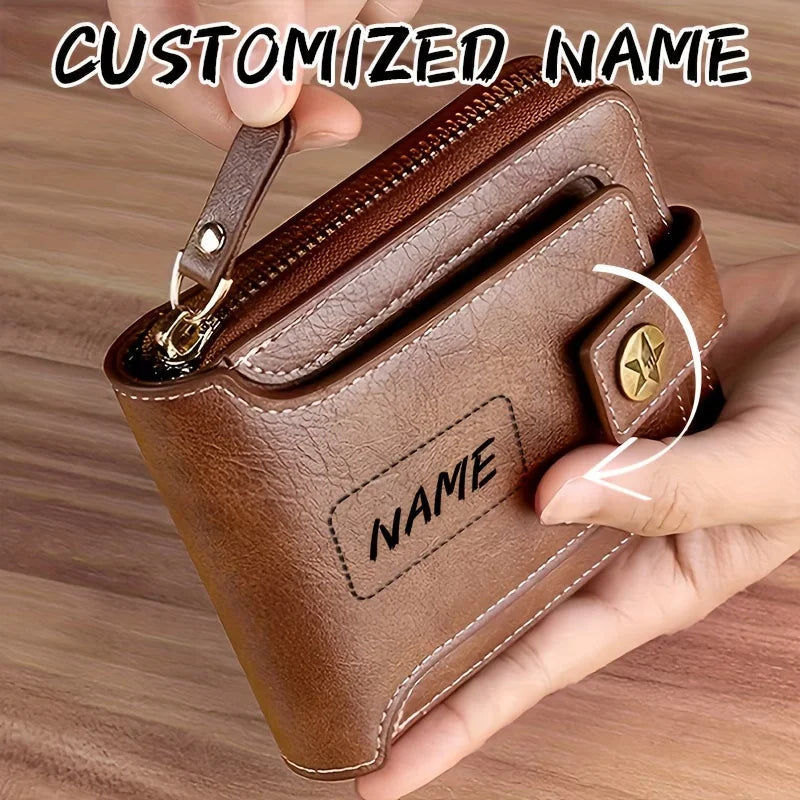 Portefeuille homme personnalisé en PU avec zip, porte-cartes compact et poche monnaie — photo 6
