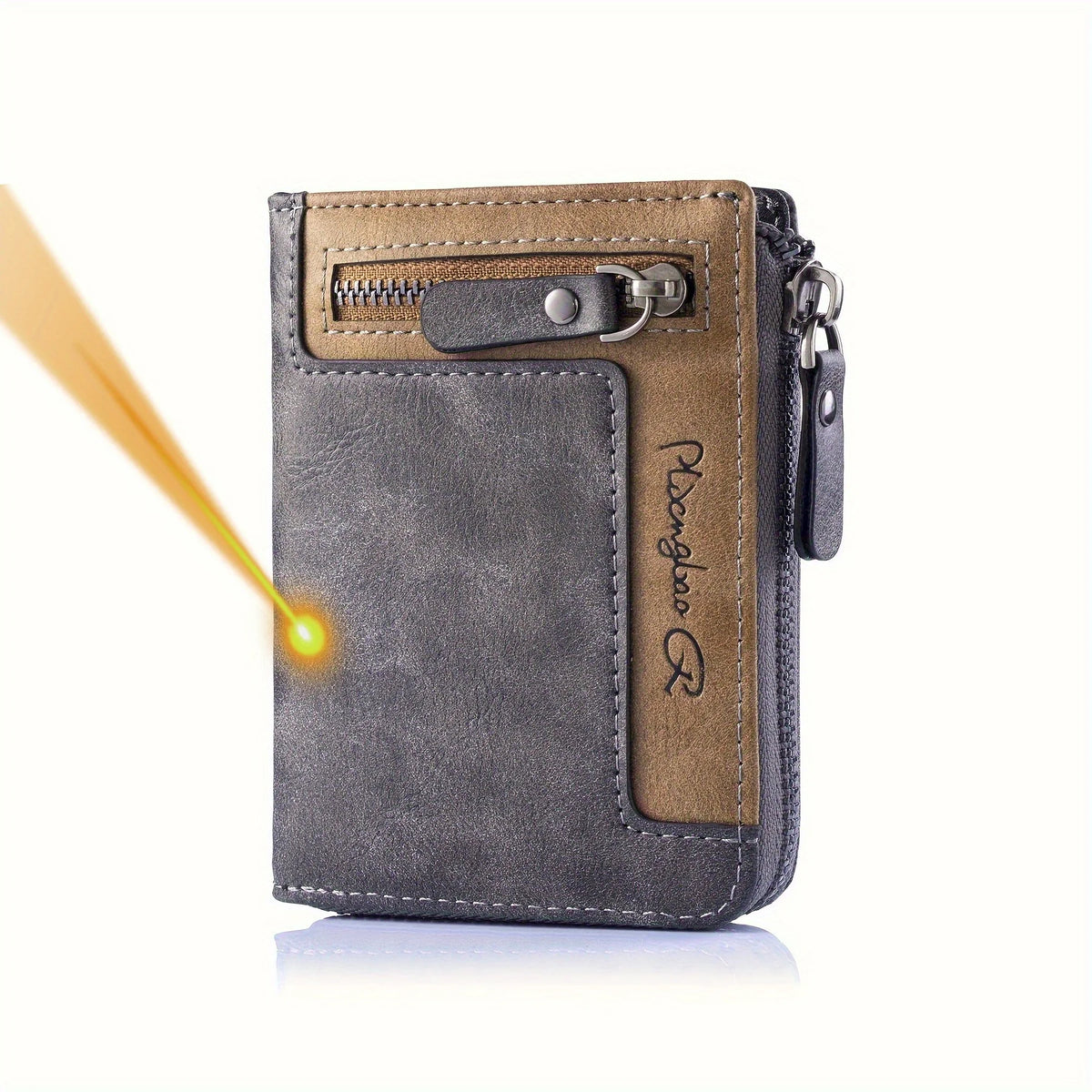 Portefeuille homme personnalisable en cuir PU RFID avec zip et multi-compartiments — photo 7