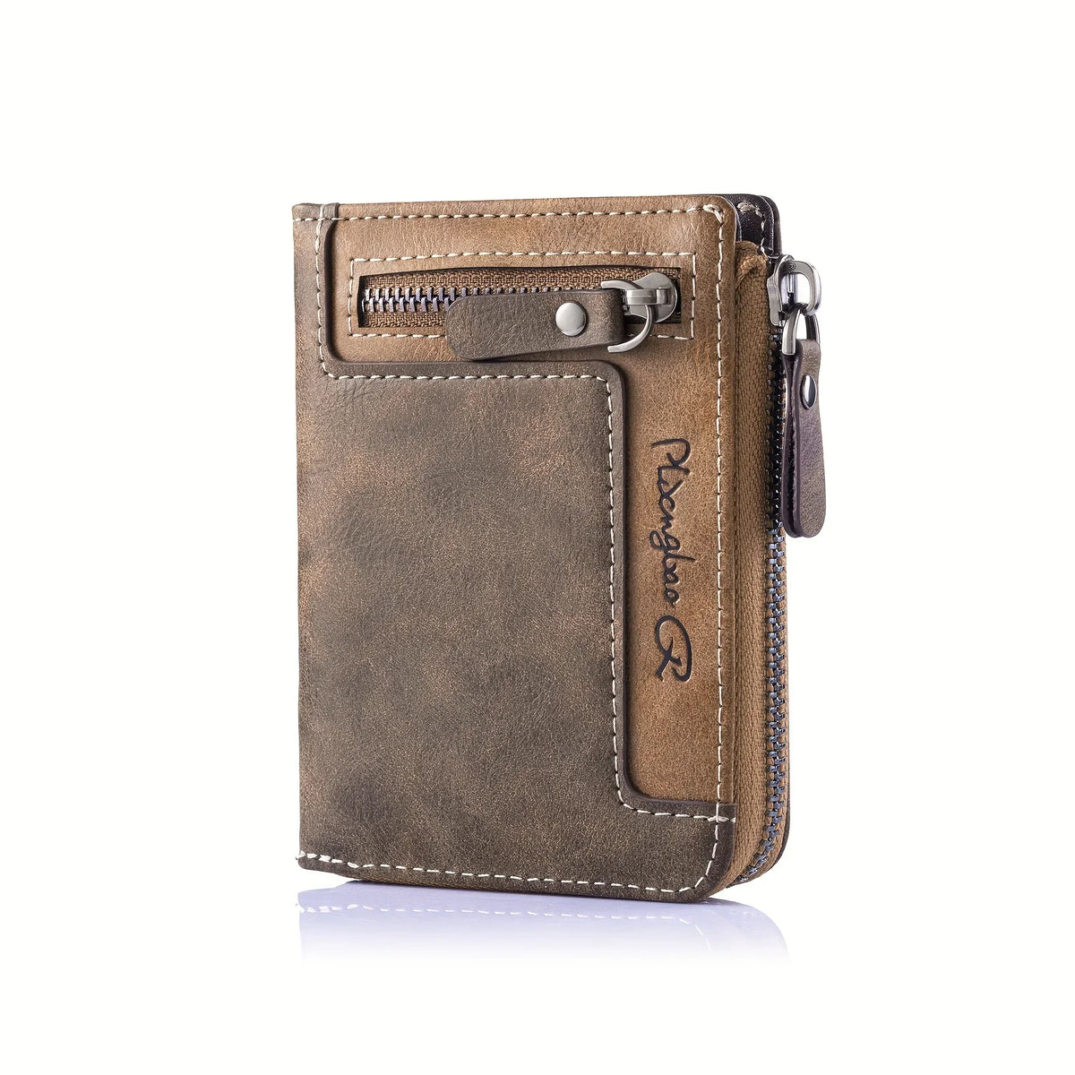 Portefeuille homme personnalisable en cuir PU RFID avec zip et multi-compartiments — photo 8