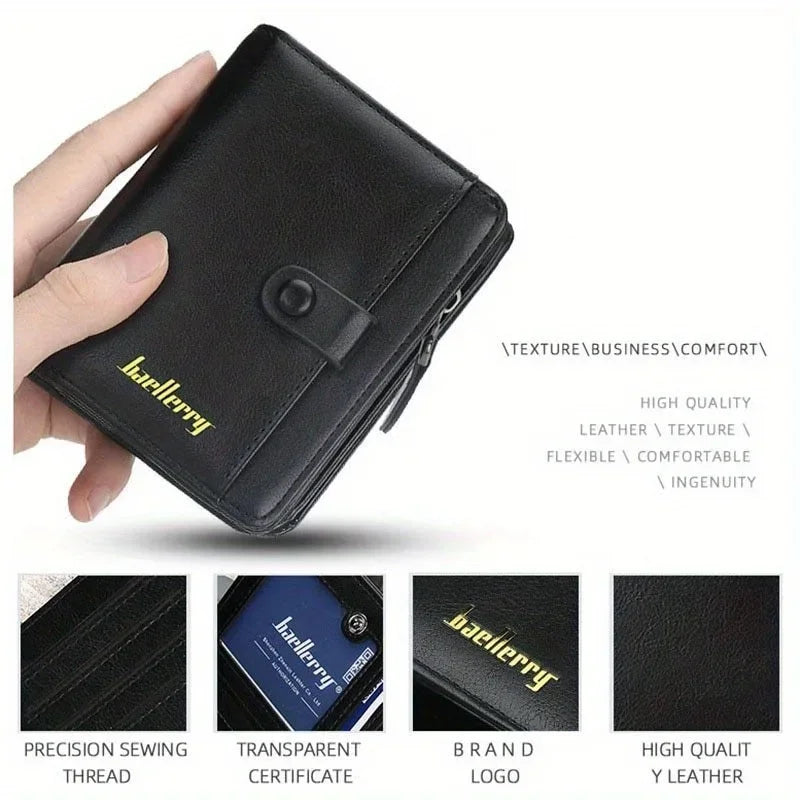 Portefeuille homme personnalisé cuir PU avec zip, bouton pression et grande capacité compacte — photo 3
