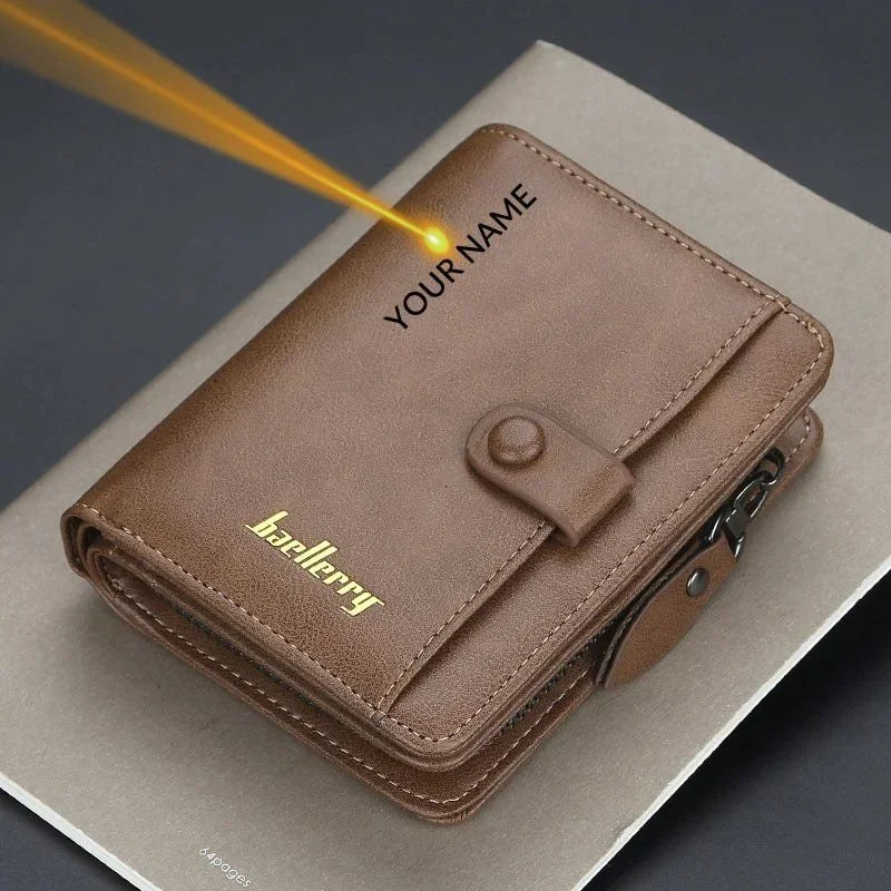 Portefeuille homme personnalisé cuir PU avec zip, bouton pression et grande capacité compacte — photo 5