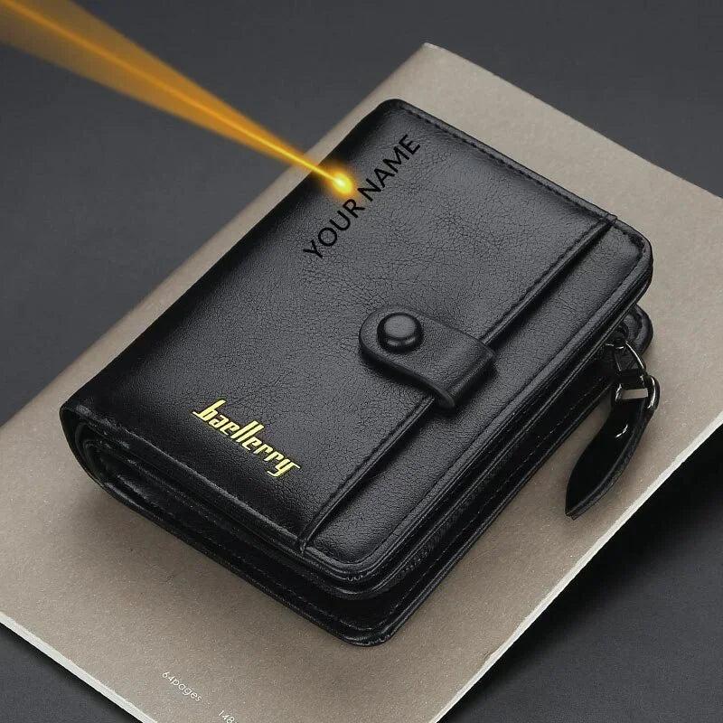 Portefeuille homme personnalisé cuir PU avec zip, bouton pression et grande capacité compacte — photo 6