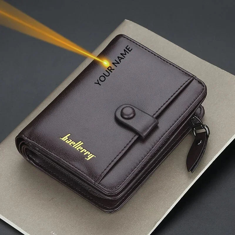 Portefeuille homme personnalisé cuir PU avec zip, bouton pression et grande capacité compacte — photo 7