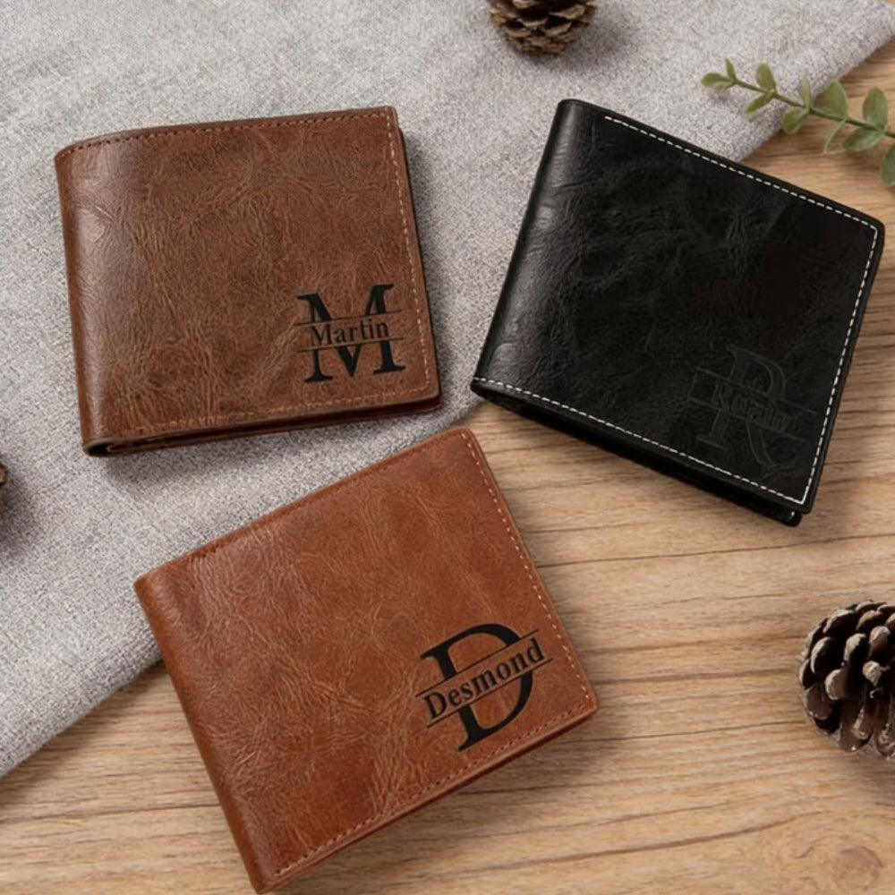 Portefeuille homme personnalisé similicuir noir poche monnaie