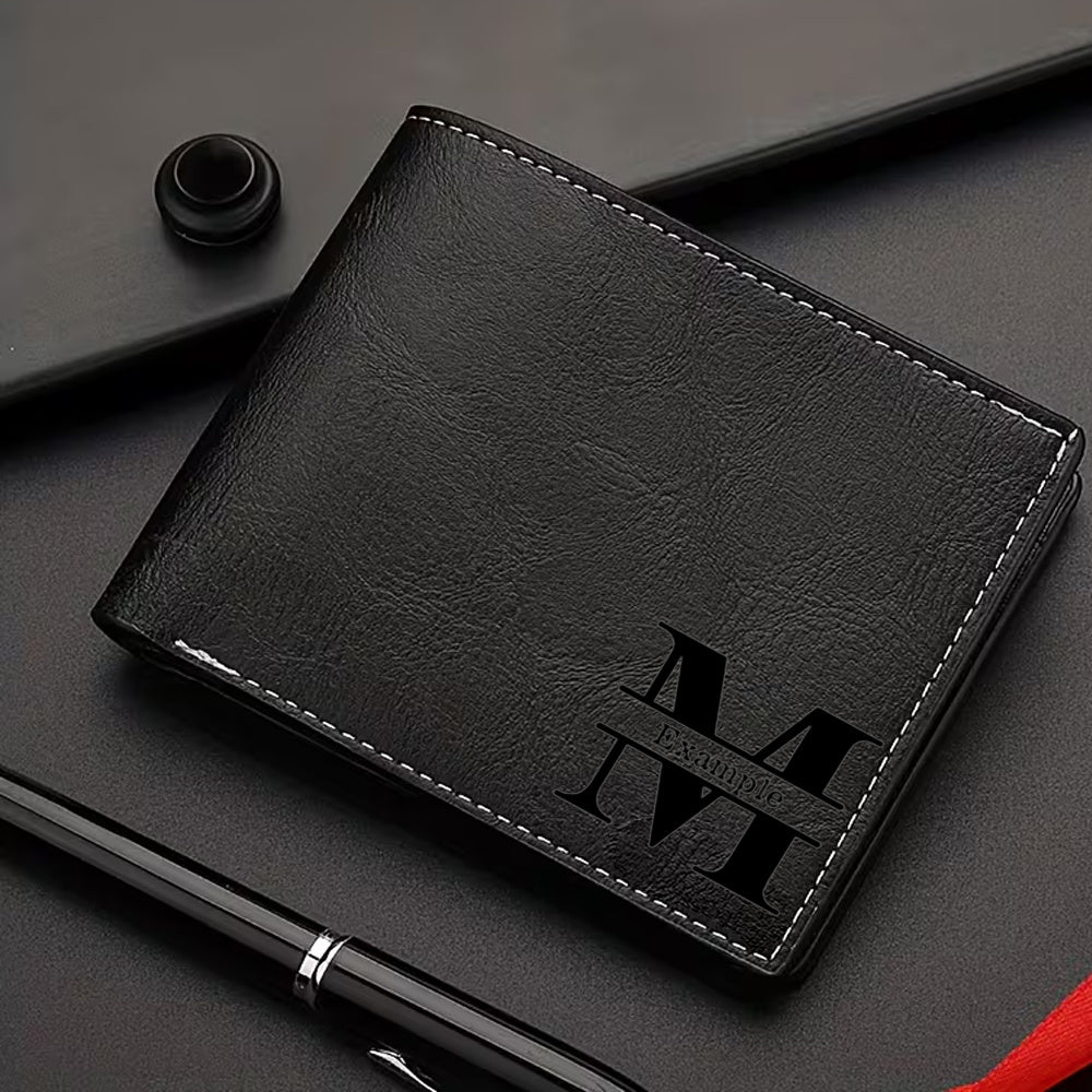 Portefeuille homme personnalisé similicuir noir poche monnaie