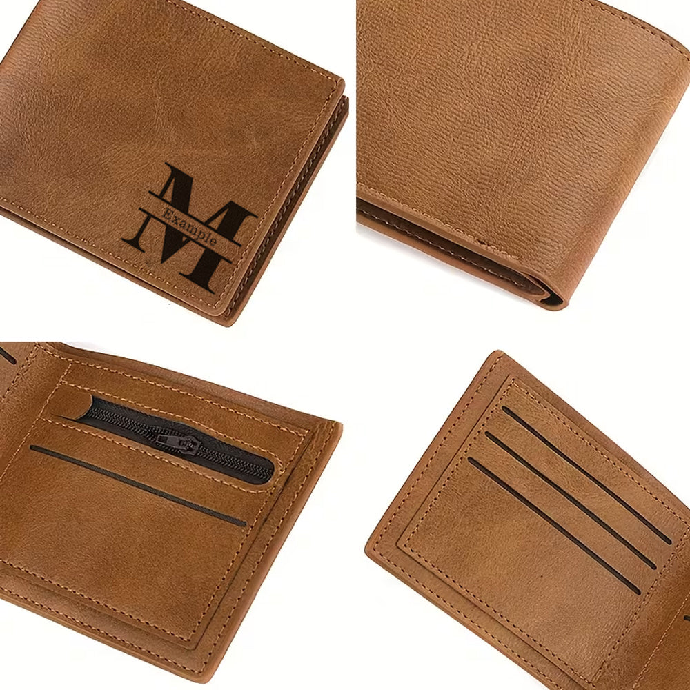 Portefeuille homme personnalisé similicuir noir poche monnaie