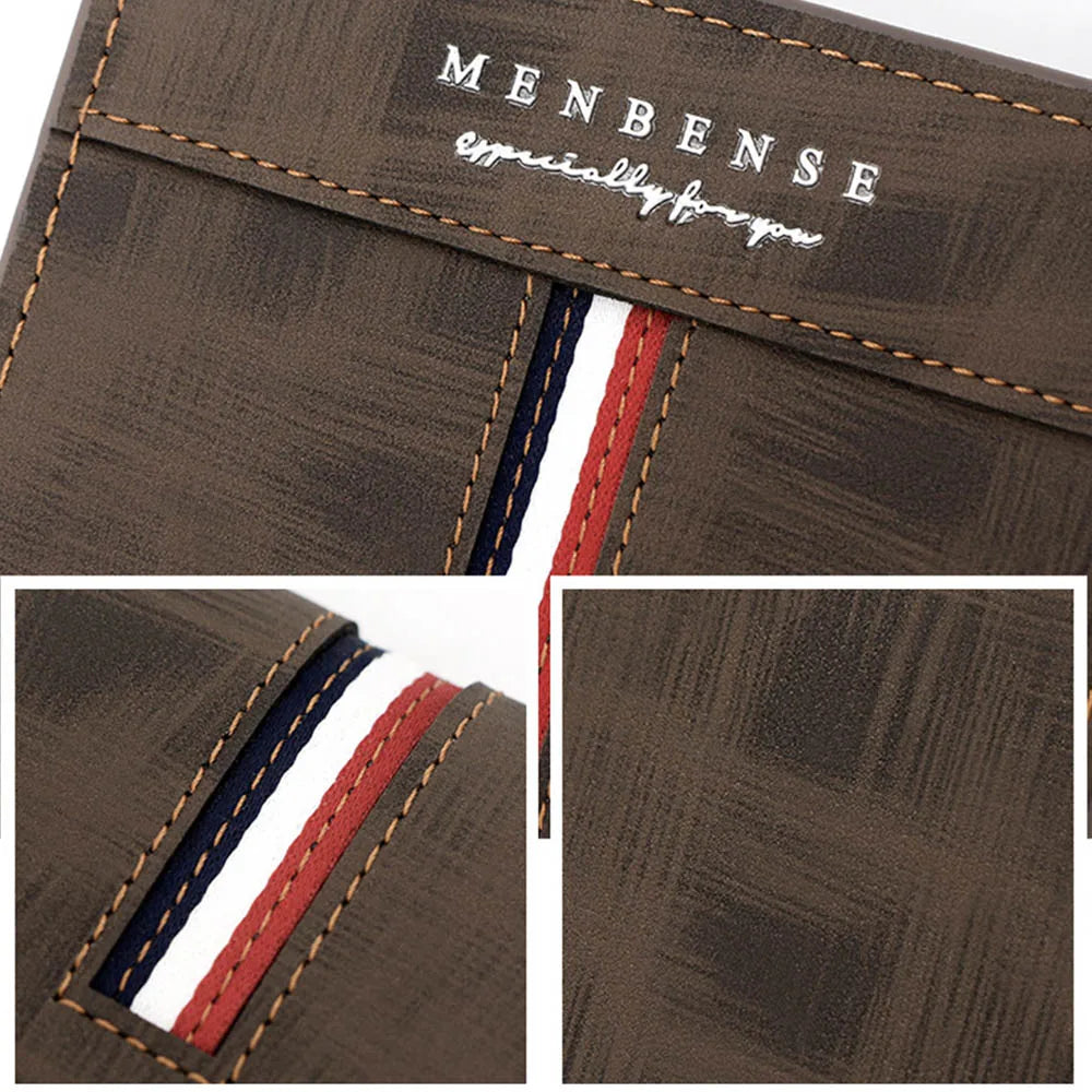Portefeuille homme à poche à monnaie zippée, bande tricolore