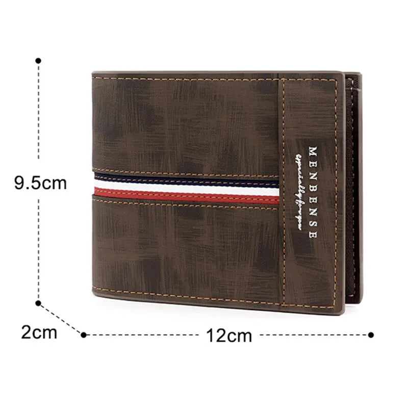 Portefeuille homme à poche à monnaie zippée, bande tricolore