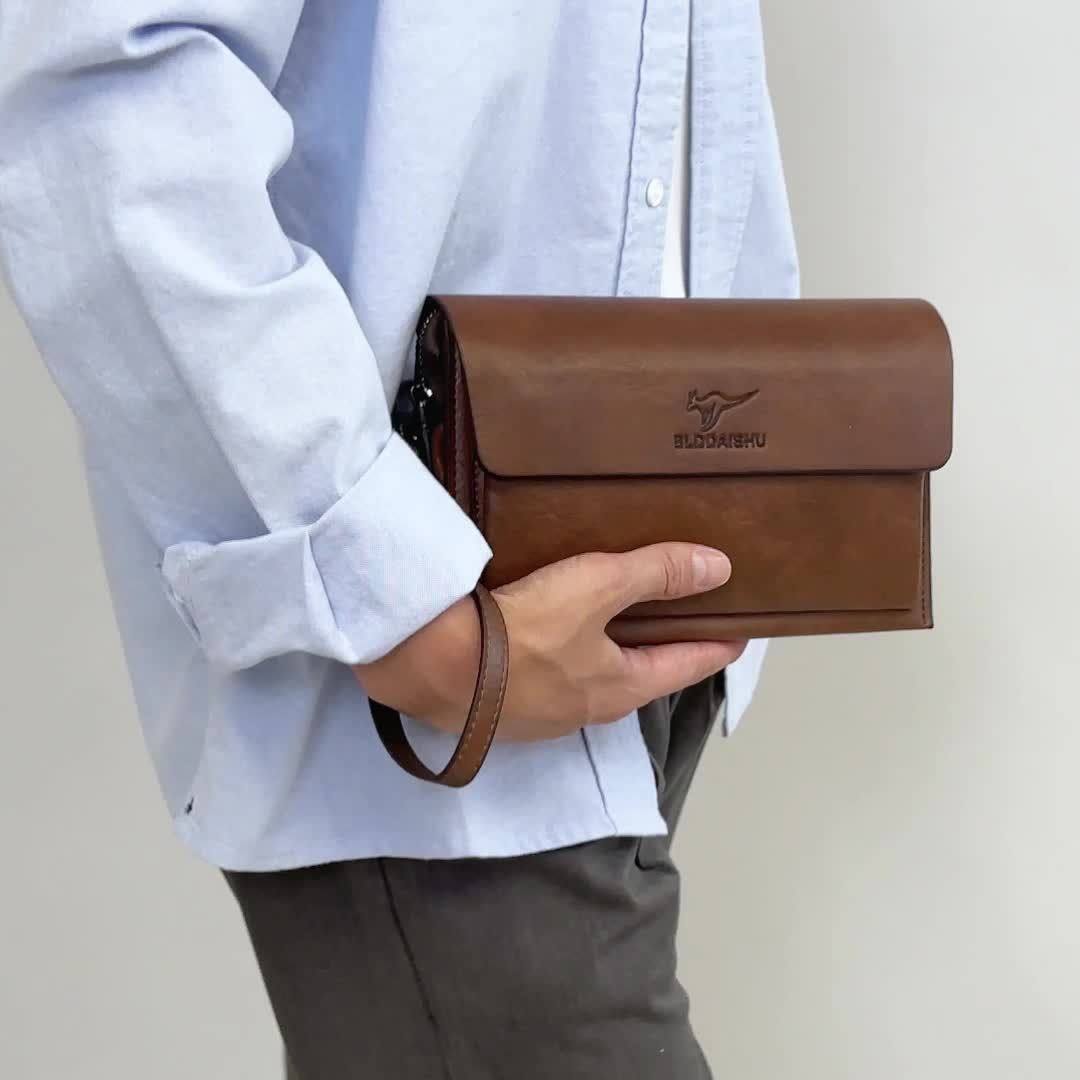 Portefeuille homme pochette 23 cm, deux rangées de cartes
